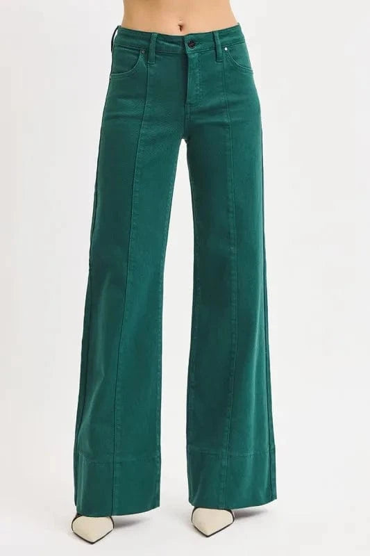 Plus Size Tummy Control Wide Leg Jeans – Mid Rise Stretch Denim - Fashorio