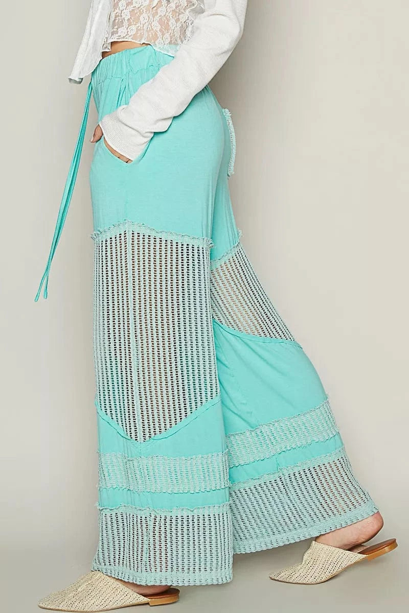 POL Drawstring Elastic Waistband Wide-Leg Pants - Fashorio