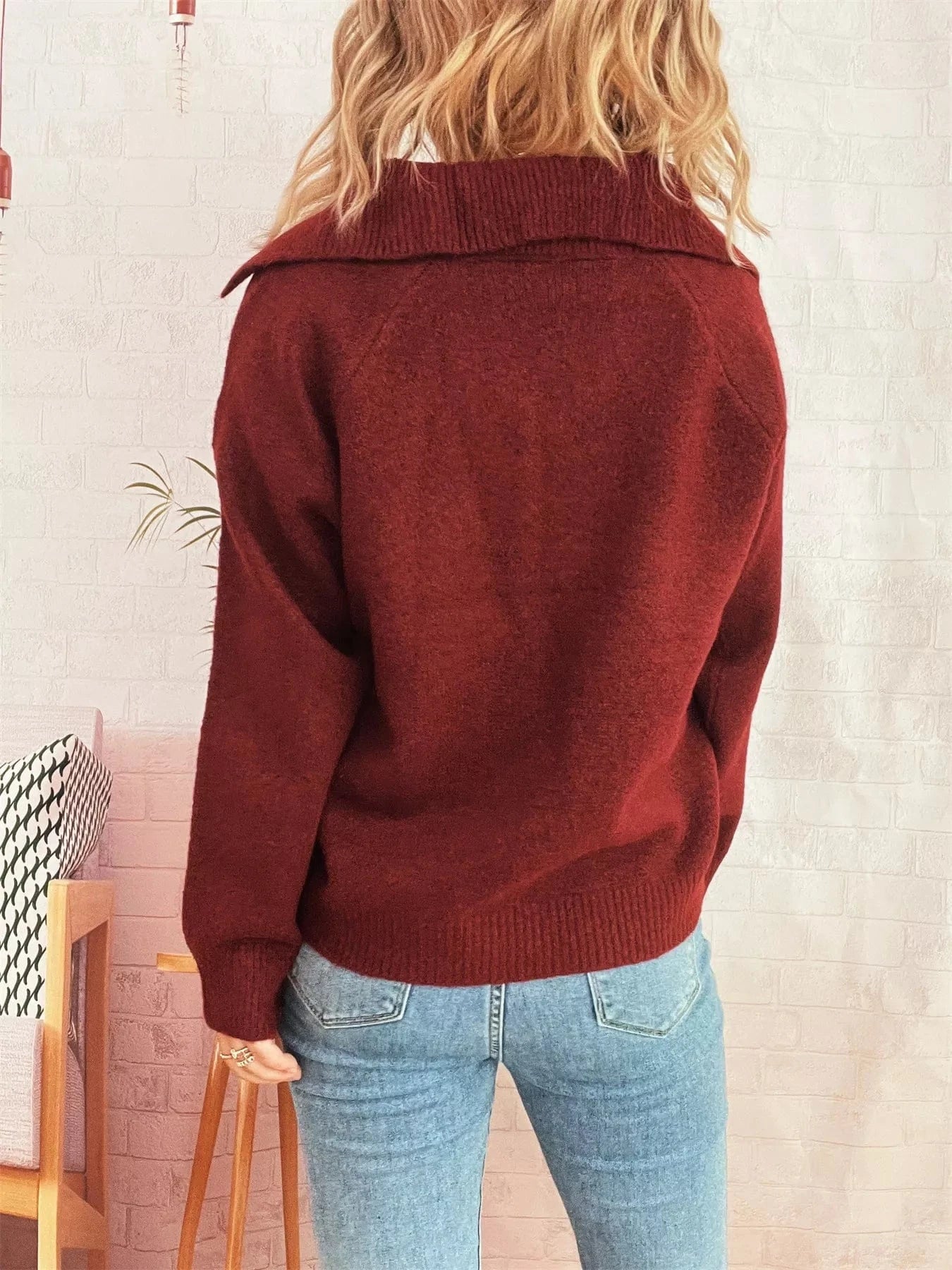 Ribbed Hem Raglan Sleeve Sweater - Fashorio