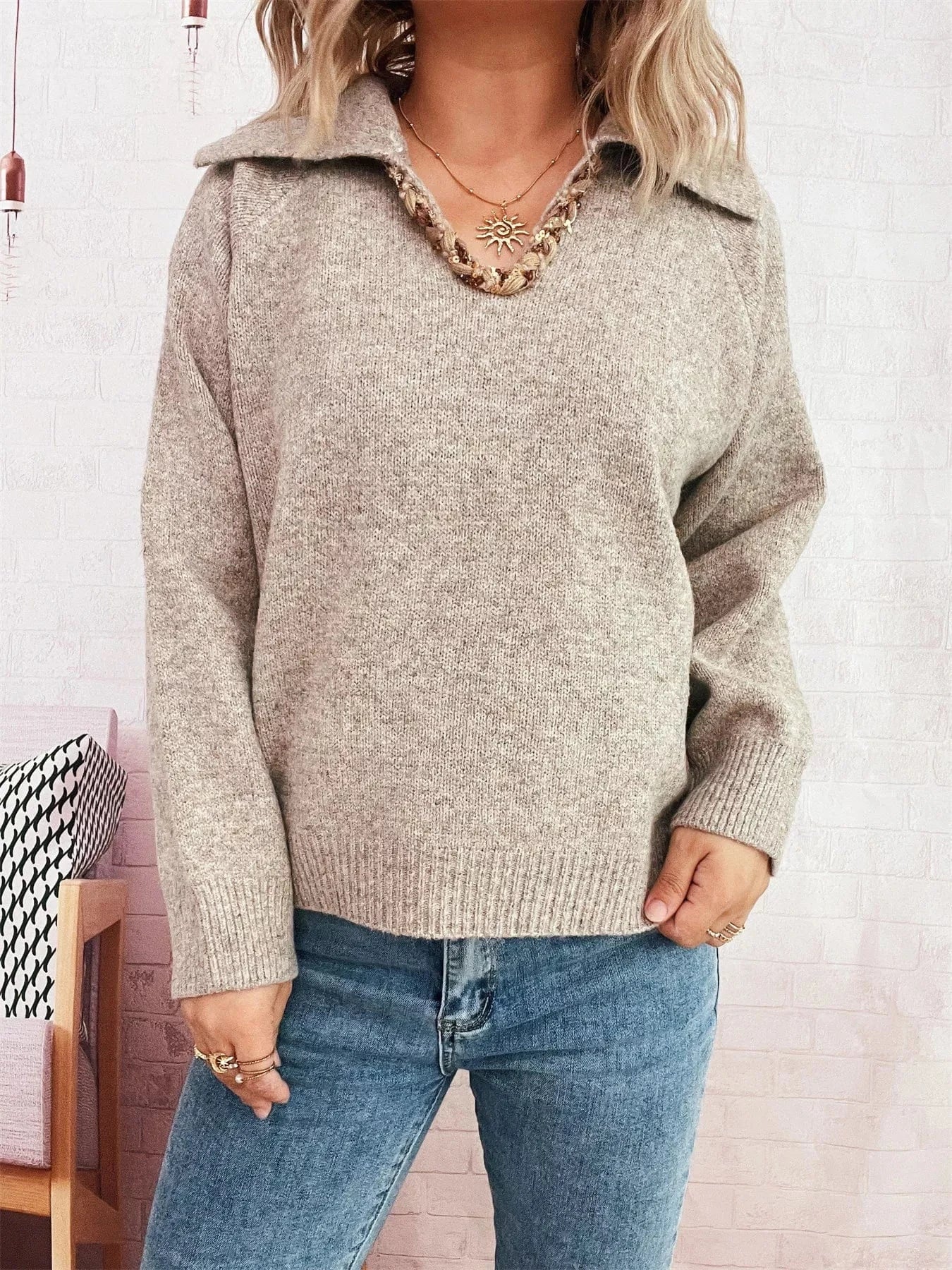 Ribbed Hem Raglan Sleeve Sweater - Fashorio