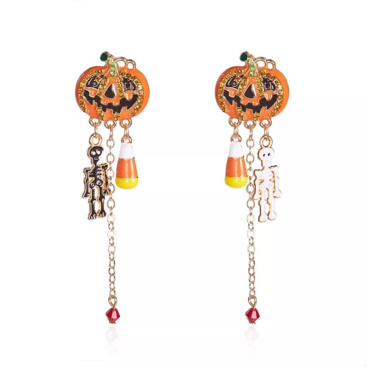 Halloween Pumpkin Drop Chain Earrings - Fashorio