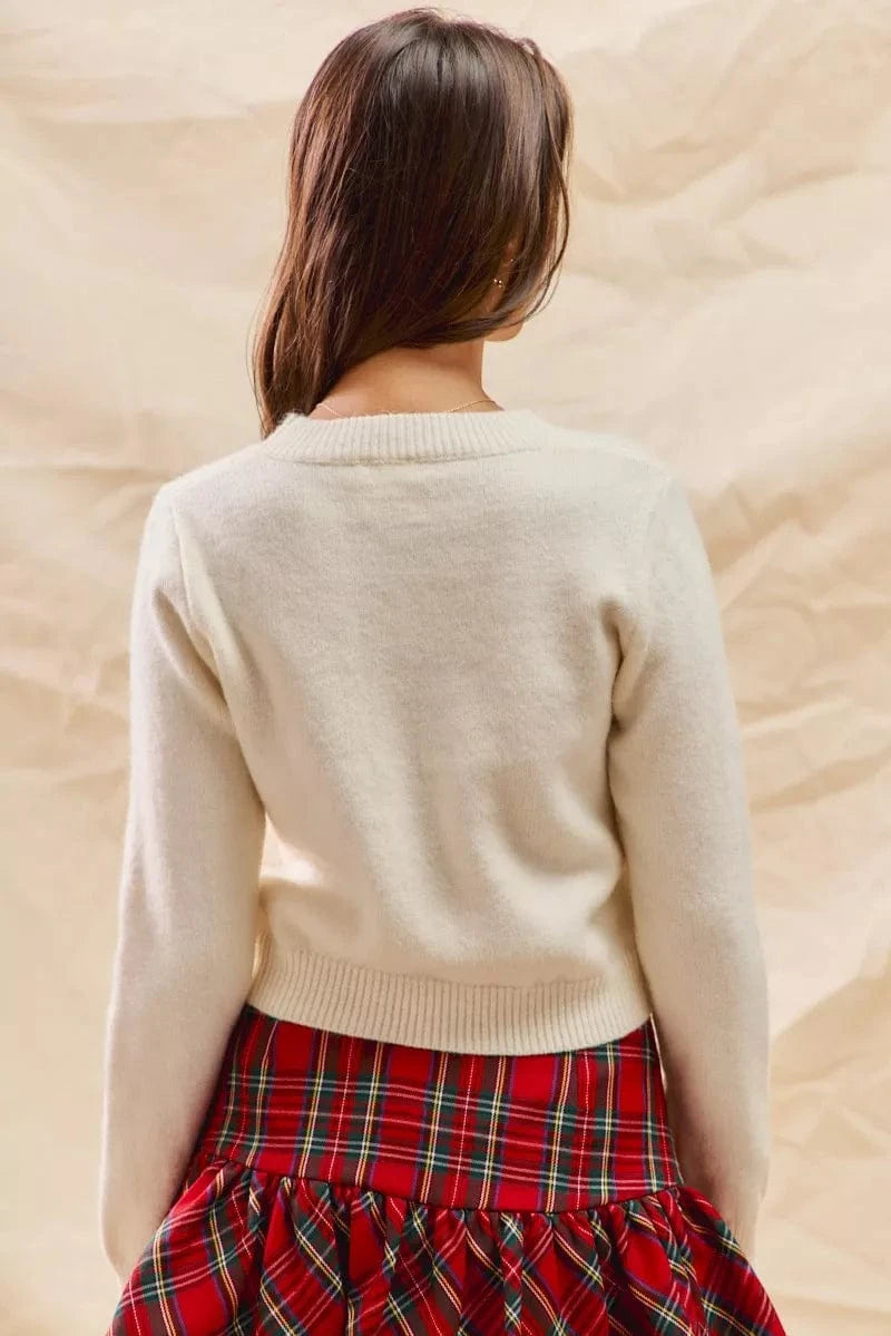 SO ME Christmas Candy Cone Cropped Sweater - Fashorio
