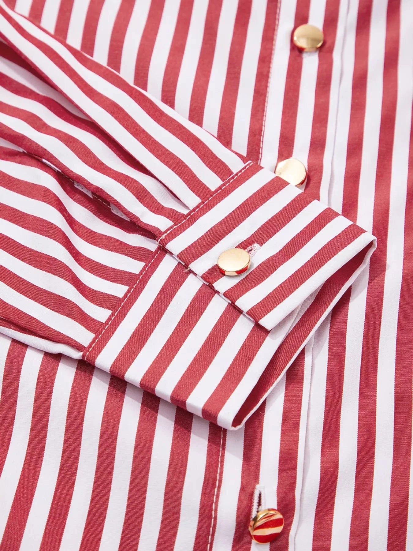 Striped Button-Up Long Sleeve Shirt - Fashorio