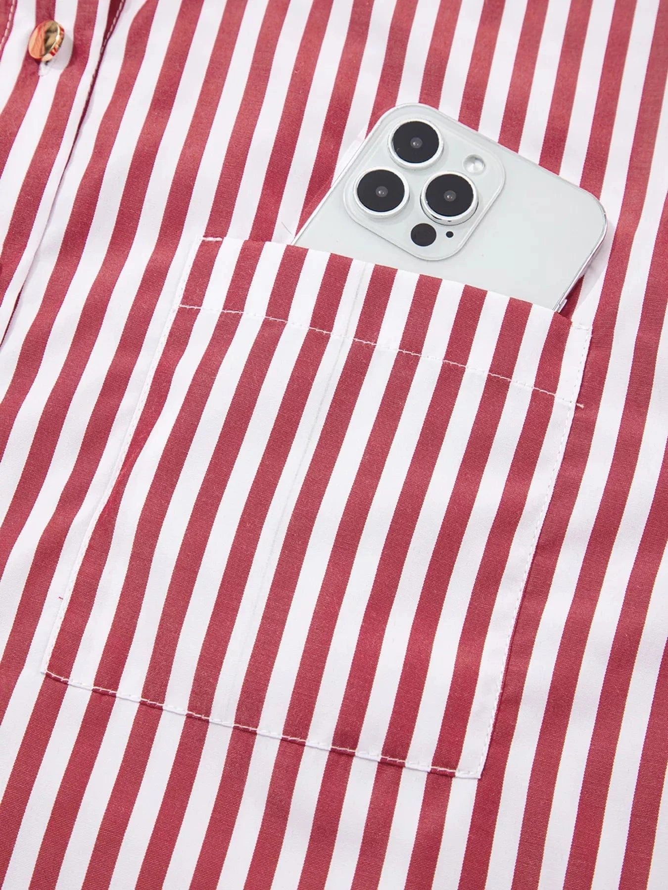 Striped Button-Up Long Sleeve Shirt - Fashorio