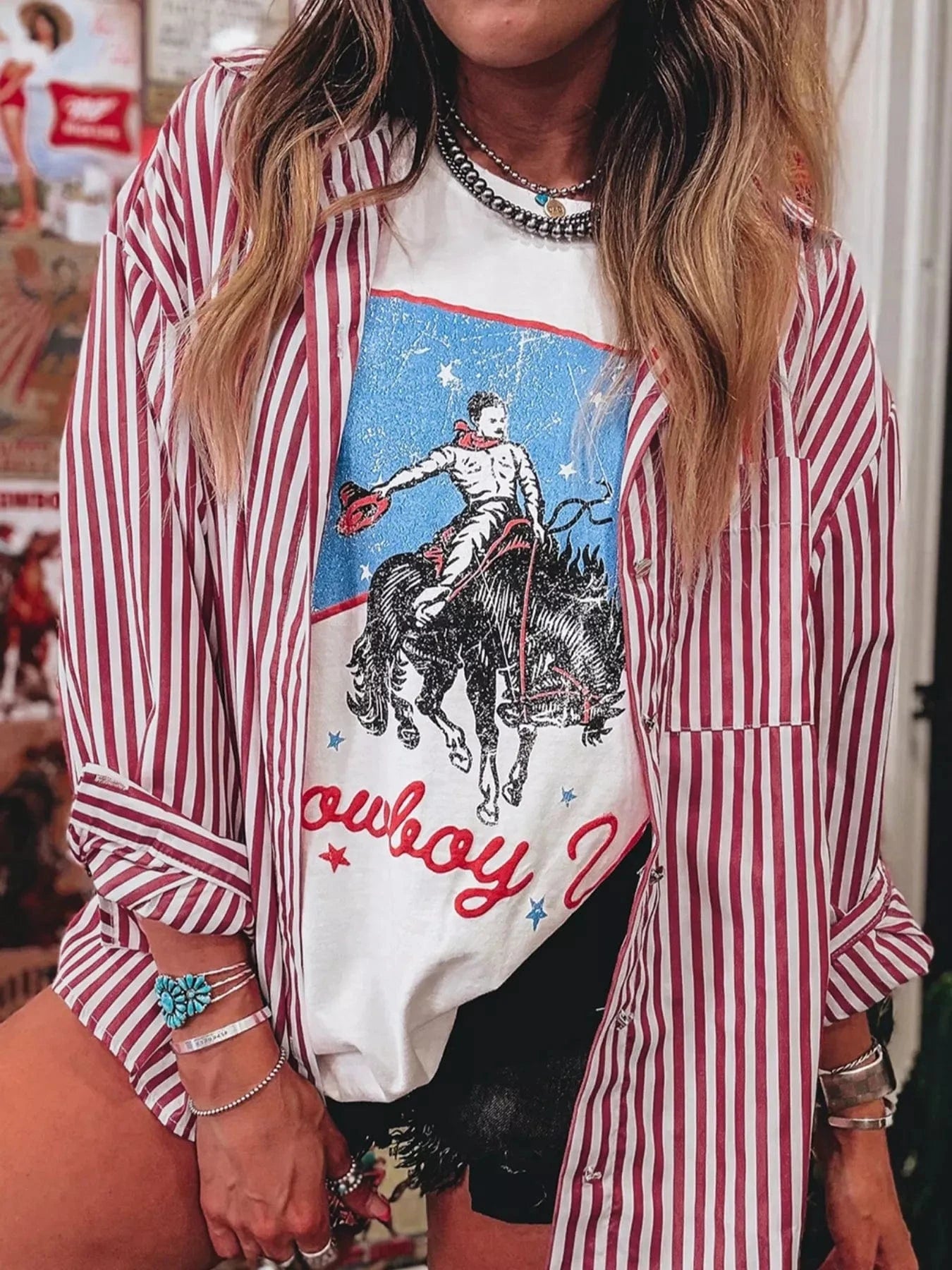 Striped Button-Up Long Sleeve Shirt - Fashorio