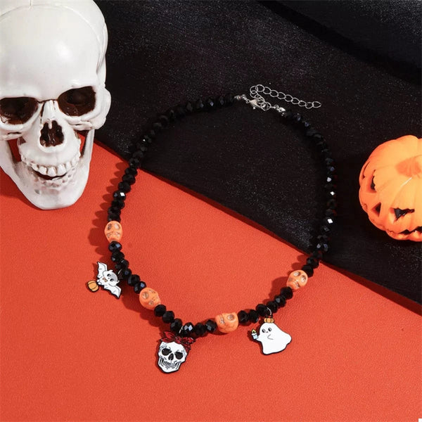 Halloween Skull Ghost Charm Necklace Style A One Size - Fashorio