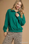 Umgee Half Zip Drop Shoulder Sweatshirt TEAL LAGOON-UMG - Fashorio