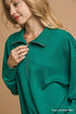 Umgee Half Zip Drop Shoulder Sweatshirt - Fashorio