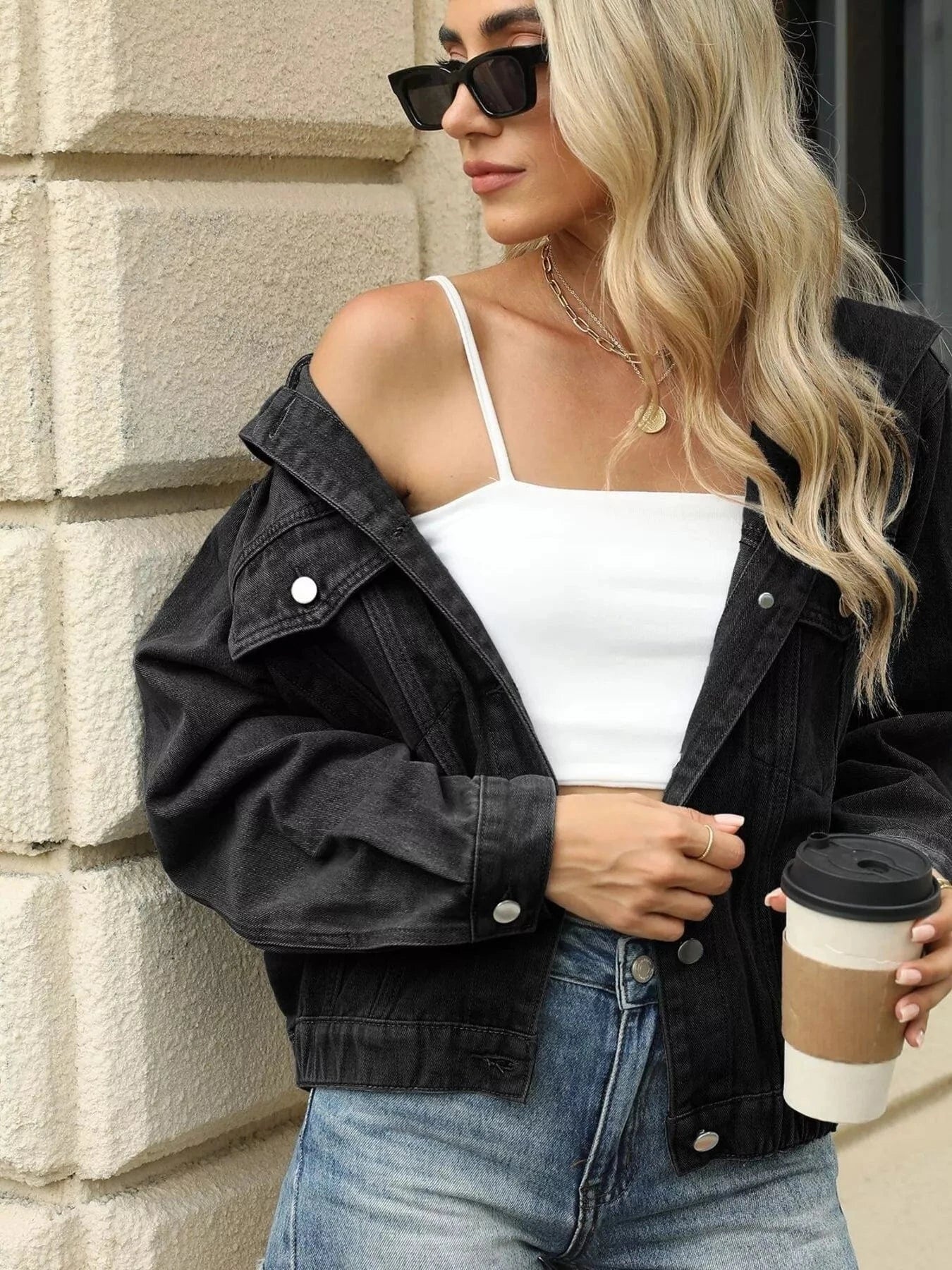 Washed Hooded Denim Jacket with Pockets – Casual Streetwear - Fashorio