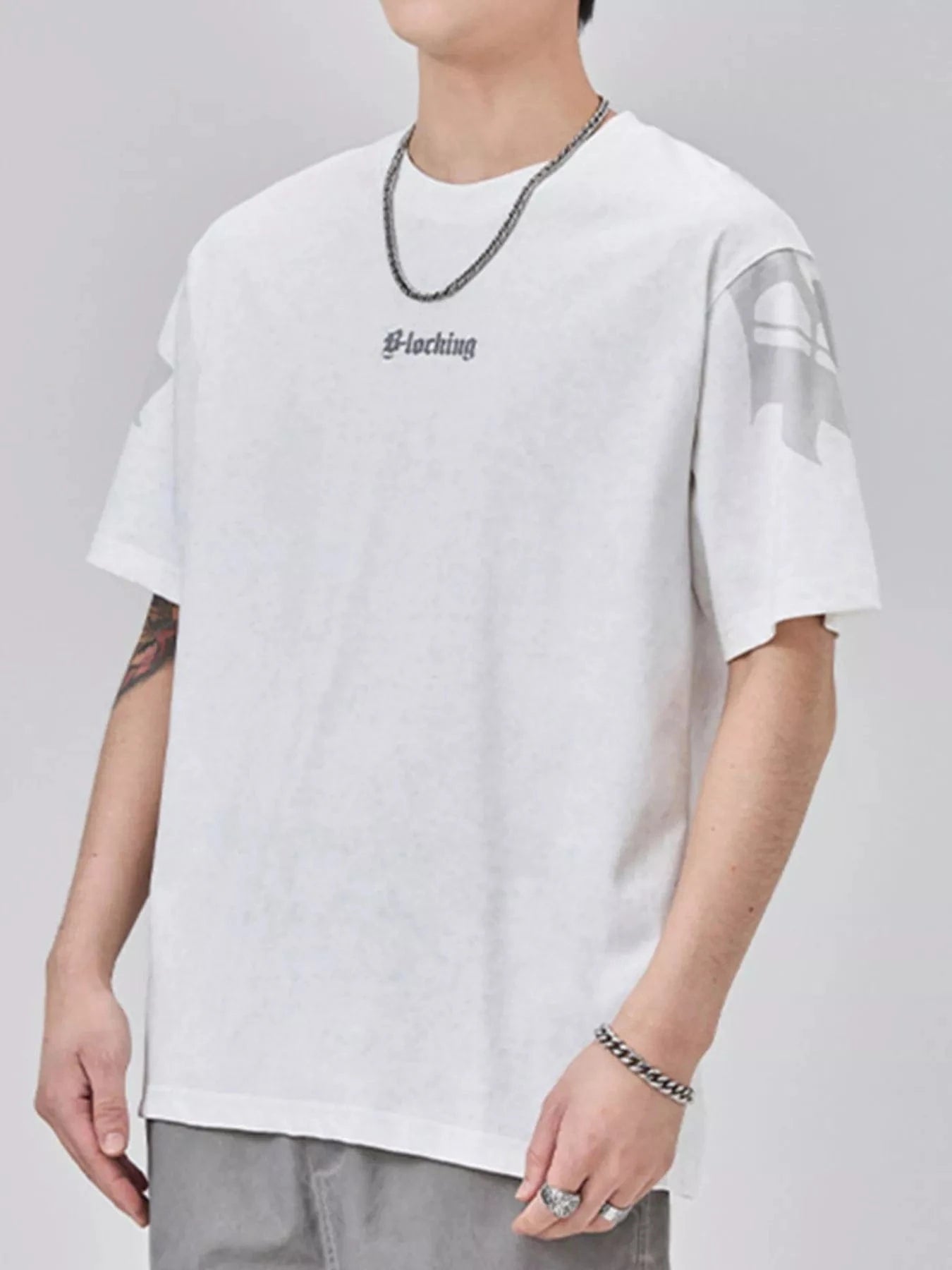 Men's Plus Size Round Neck Short Sleeve T-Shirt White - Fashorio
