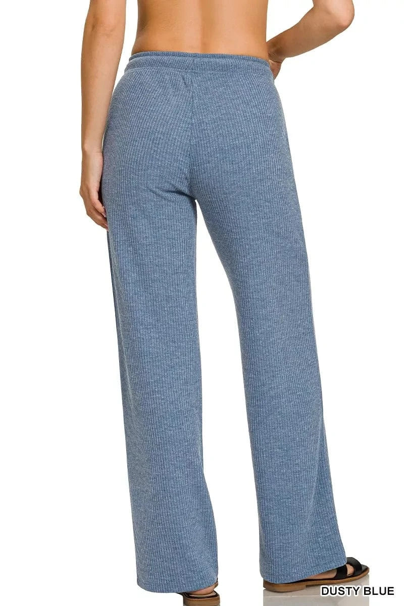 Zenana Ribbed Drawstring Lounge Pants - Fashorio
