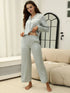Fashorio Collared Neck Long Sleeve Top and Pants Lounge Set