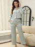 Fashorio Collared Neck Long Sleeve Top and Pants Lounge Set