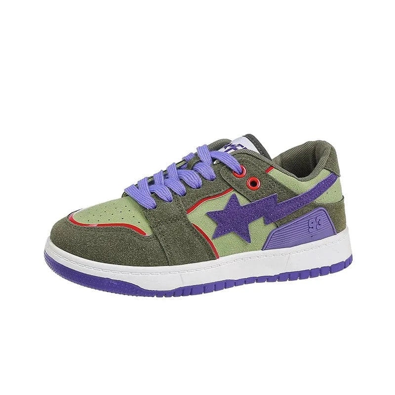 Contrast Star Lace Up Athletic Sneakers - Fashorio