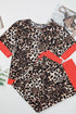 Fashorio Contrast Trim Leopard Round Neck Top and Pants Lounge Set