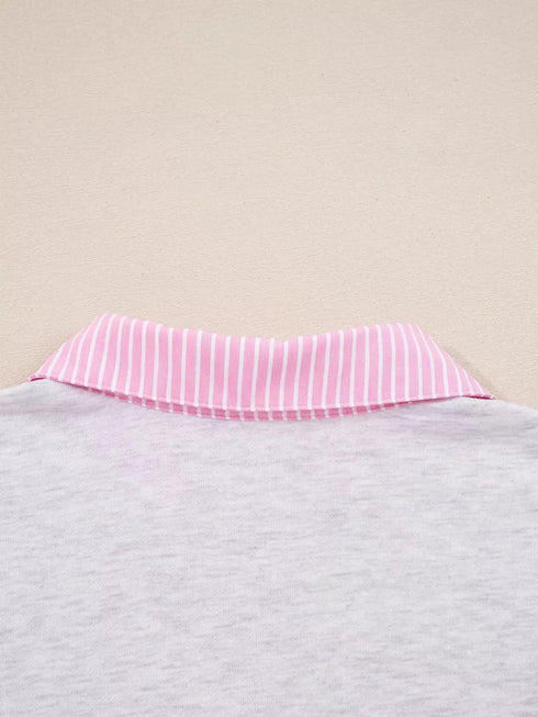 Fashorio Contrasted Trim Frilled Collar Drop Shoulder Top and Drawstring Pant Set