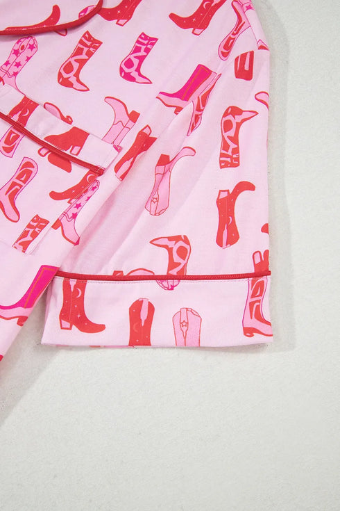 Fashorio Cowgirl Boots Printed Shirt and Shorts Set