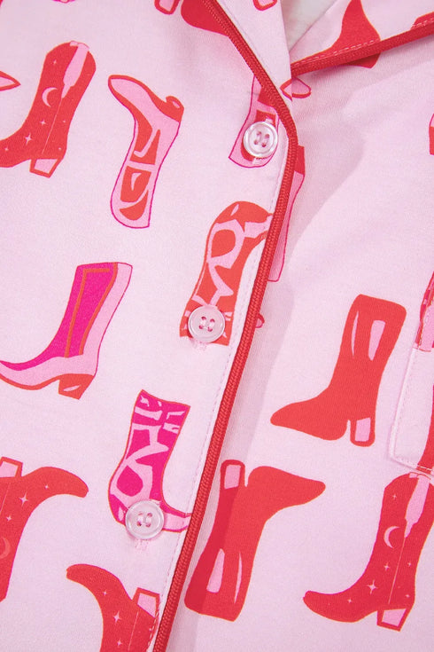 Fashorio Cowgirl Boots Printed Shirt and Shorts Set