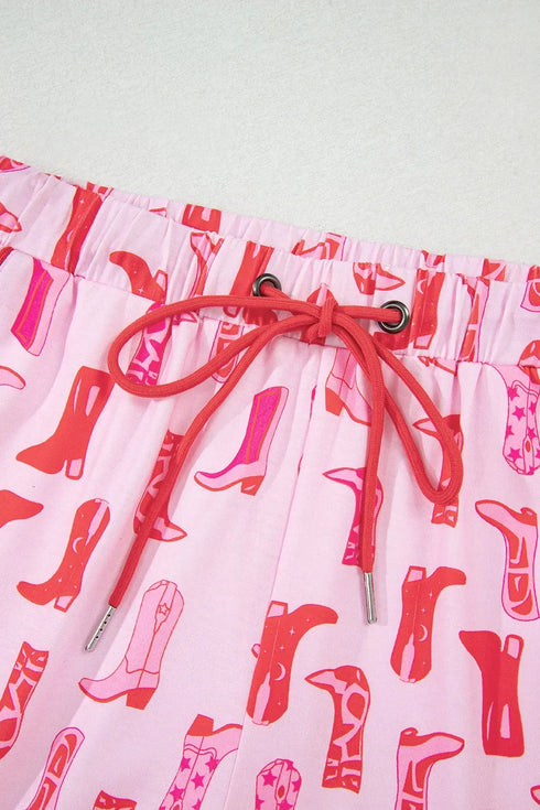 Fashorio Cowgirl Boots Printed Shirt and Shorts Set