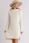 Umgee Full Size High Low Long Sleeve Boucle Sweater Dress Plus Size Cream - Fashorio