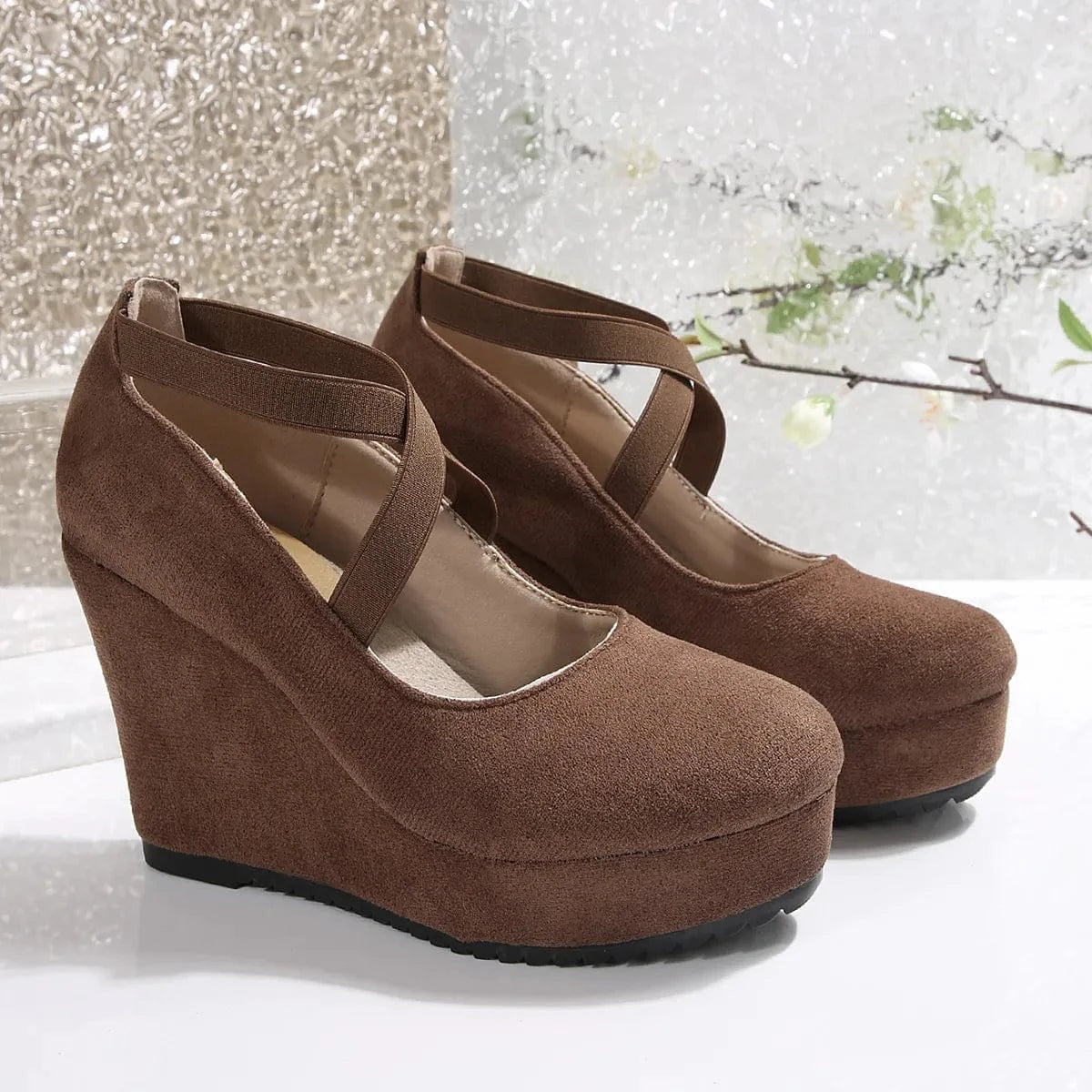 Crisscross Platform Wedge Pumps - Fashorio