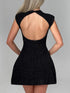 Fashorio Cutout Back Round Neck Cap Sleeve Mini Dress
