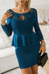 Fashorio Dark Blue / S Lace Detail Long Sleeve Mini Dress