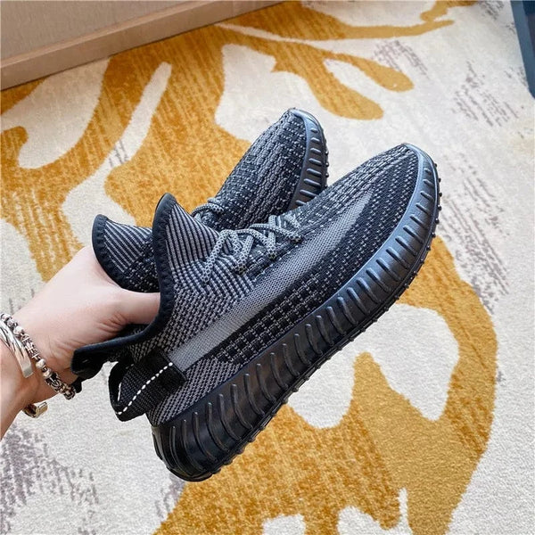 Mesh Lace-Up Platform Athletic Shoes Dark Gray - Fashorio