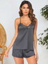 Fashorio Dark Gray / S Lace Detail V-Neck Top and Shorts Lounge Set