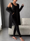 Fashorio Dark Gray / S Ribbed Tank Long Sleeve Cardigan and Pants 3 Piece Lounge Set