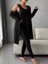 Fashorio Dark Gray / S Ribbed Tank Long Sleeve Cardigan and Pants 3 Piece Lounge Set