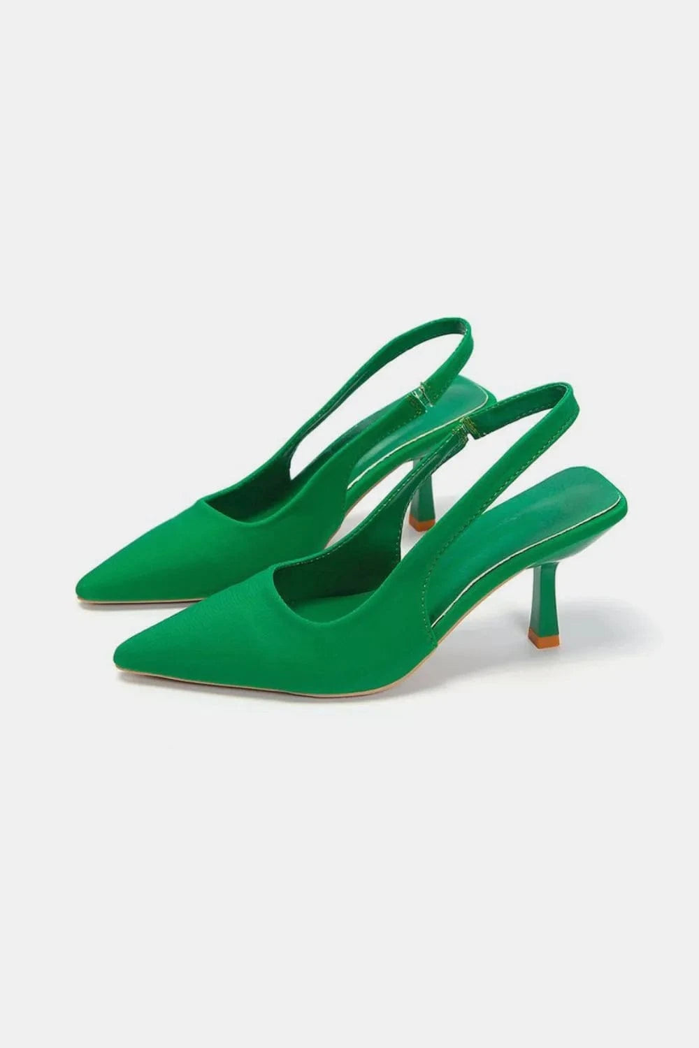 PU Leather Point Toe Pumps Dark Green - Fashorio