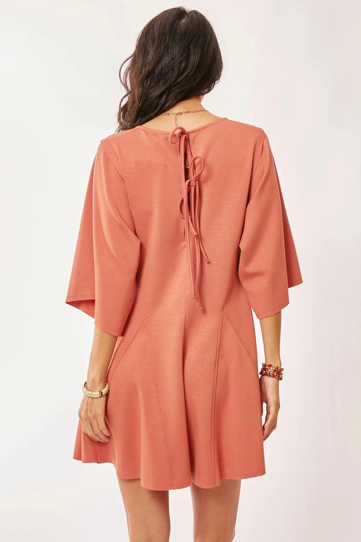 Davi & Dani Solid Draped Sleeve Ties Back Skort Romper - Fashorio