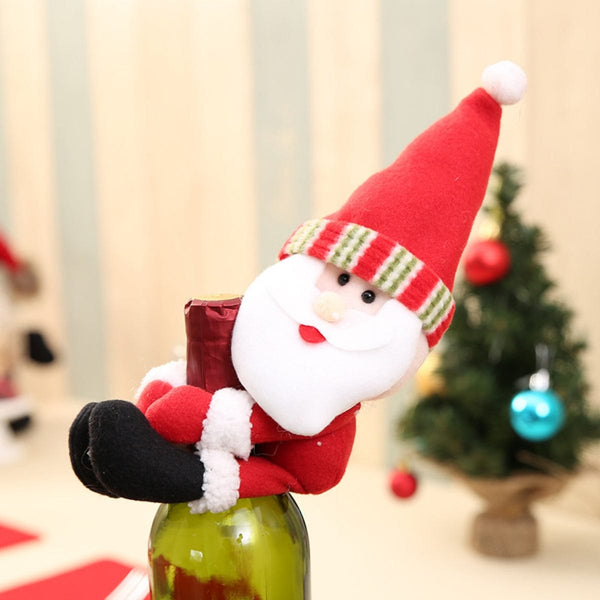 Christmas Gnome Wine Bottle Decoration Deep Red One Size - Fashorio