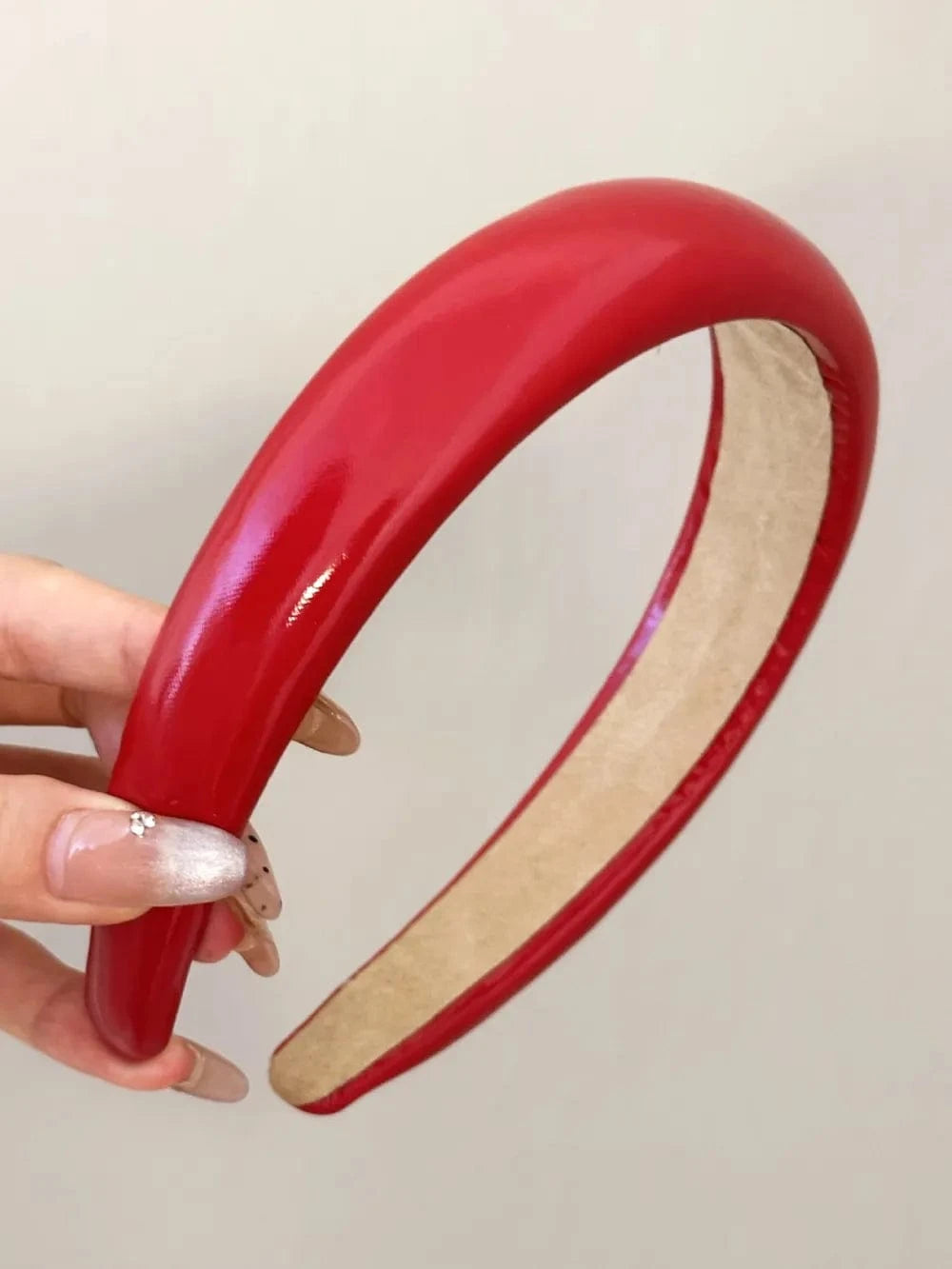 PU Leather Wide Headband Deep Red One Size - Fashorio