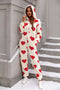 Fashorio Deep Red / S Fuzzy Heart Zip Up Hooded Lounge Jumpsuit