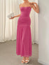 Fashorio Deep Rose / S Ruched Maxi Cami Dress