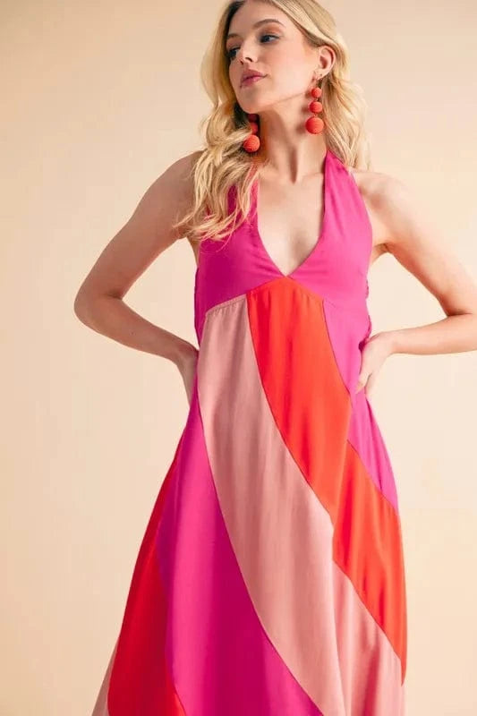 Aemi+Co Color Block Sleeveless Maxi Dress - Fashorio