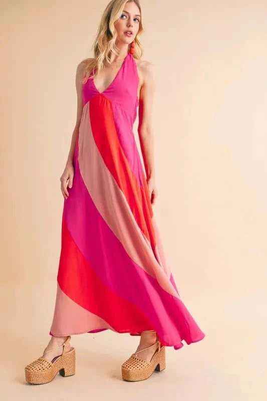 Aemi+Co Color Block Sleeveless Maxi Dress - Fashorio