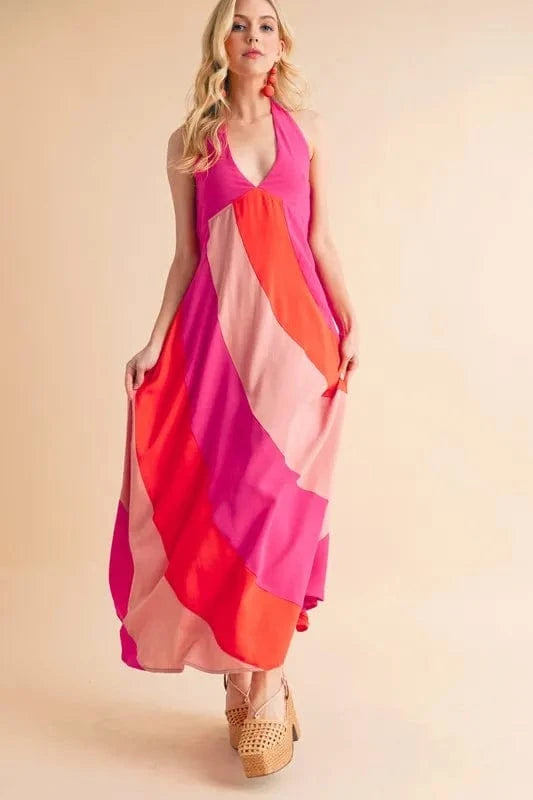 Aemi+Co Color Block Sleeveless Maxi Dress - Fashorio