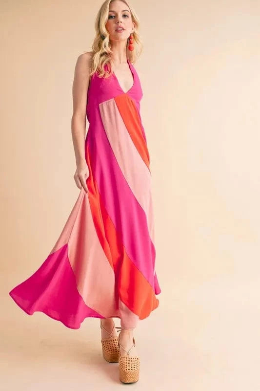 Aemi+Co Color Block Sleeveless Maxi Dress - Fashorio