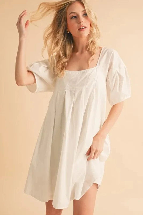 Aemi + Co Square Neck Babydoll Dress with Pockets - Fashorio