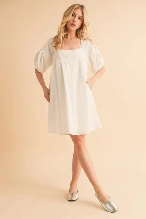 Aemi + Co Square Neck Babydoll Dress with Pockets - Fashorio