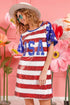 BiBi American Flag Theme Usa Print Sequin Dress AMERICAN FLAG - Fashorio