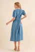 And The Why Full Size Washed Chambray Midi Dress Plus Size - Fashorio