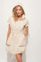 And The Why Short Sleeve String Details Hooded Mini Dress - Fashorio