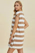 Basic Bae Full Size Striped Round Neck Cap Sleeve Mini Dress - Fashorio