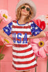 BiBi American Flag Theme Usa Print Sequin Dress - Fashorio
