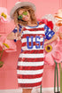 BiBi American Flag Theme Usa Print Sequin Dress - Fashorio