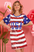BiBi American Flag Theme Usa Print Sequin Dress - Fashorio
